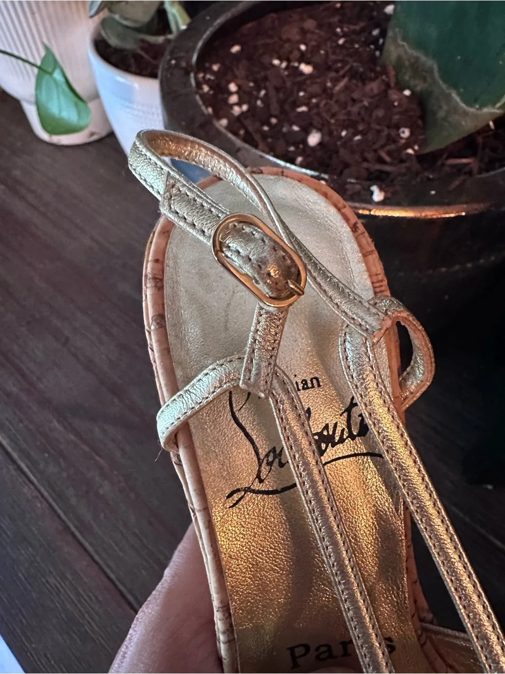 Christian Louboutin Metallic Gold Wedges - Picture 9 of 10